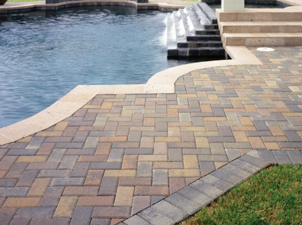 Pavestone pavers next to an outdoor pool