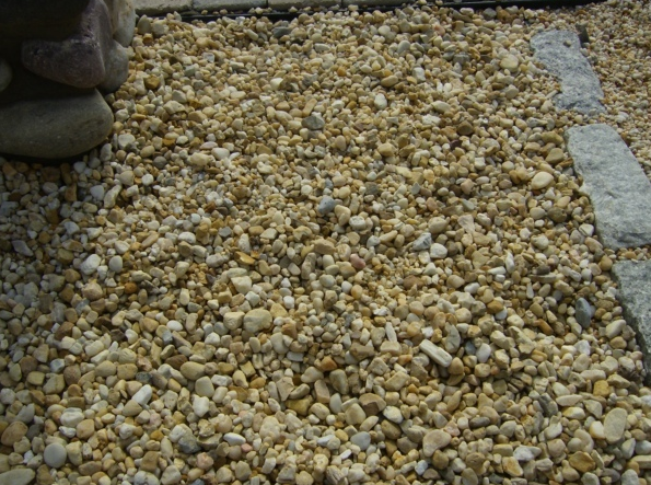 Sand and gravel on ground